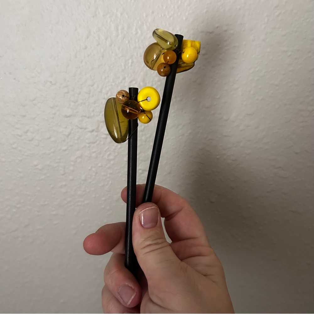 Yellow and Black Hair Sticks